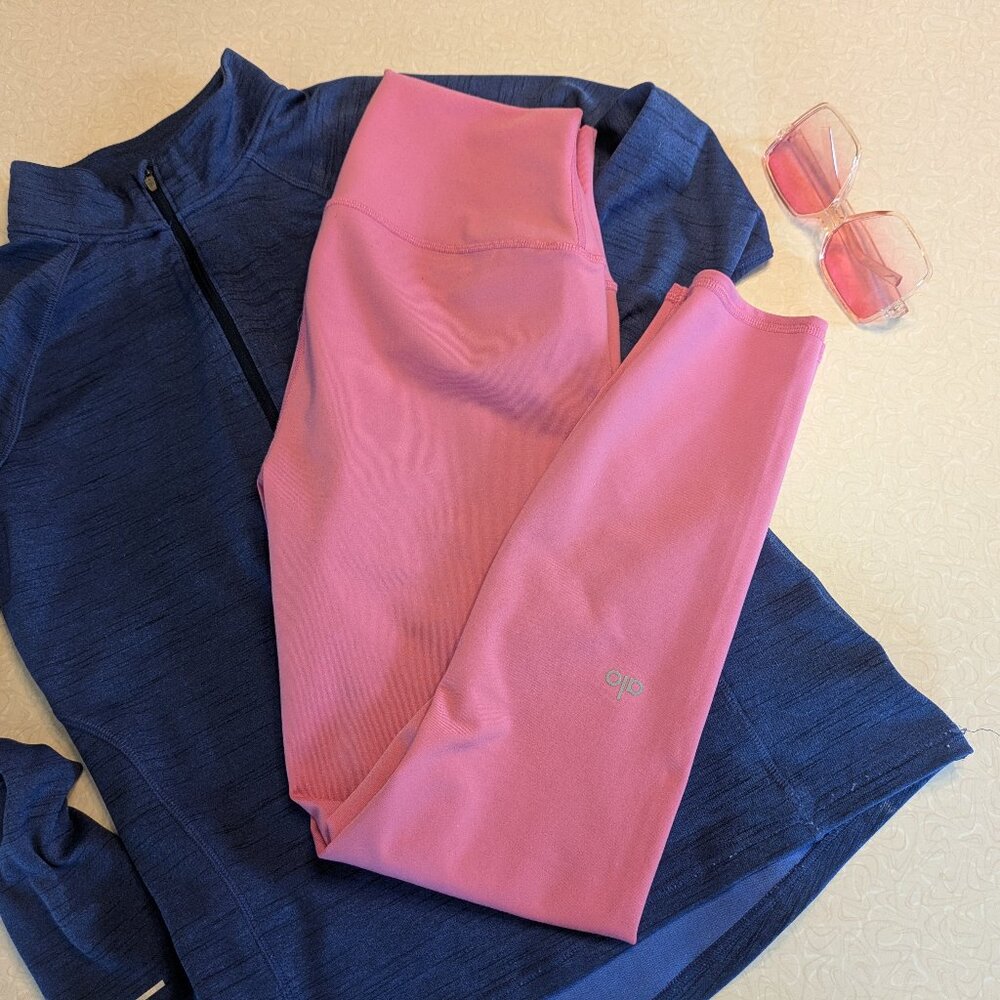 Alo Yoga Paradise Pink Airbrush High-Waisted 7/8 Leggings Sz M EUC